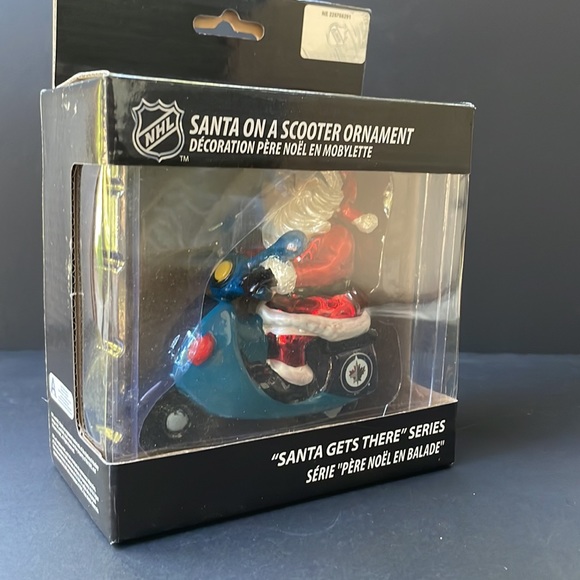 New NHL Winnipeg Jets Santa on a Scooter Ornament Christmas Holiday Decoration - Picture 2 of 5